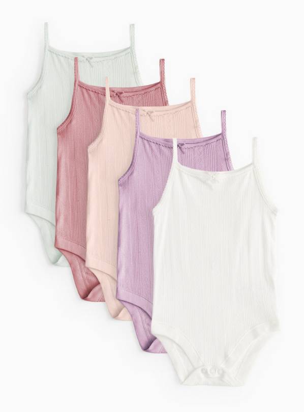 Pointelle Strappy Bodysuits 5 Pack 18-24 months